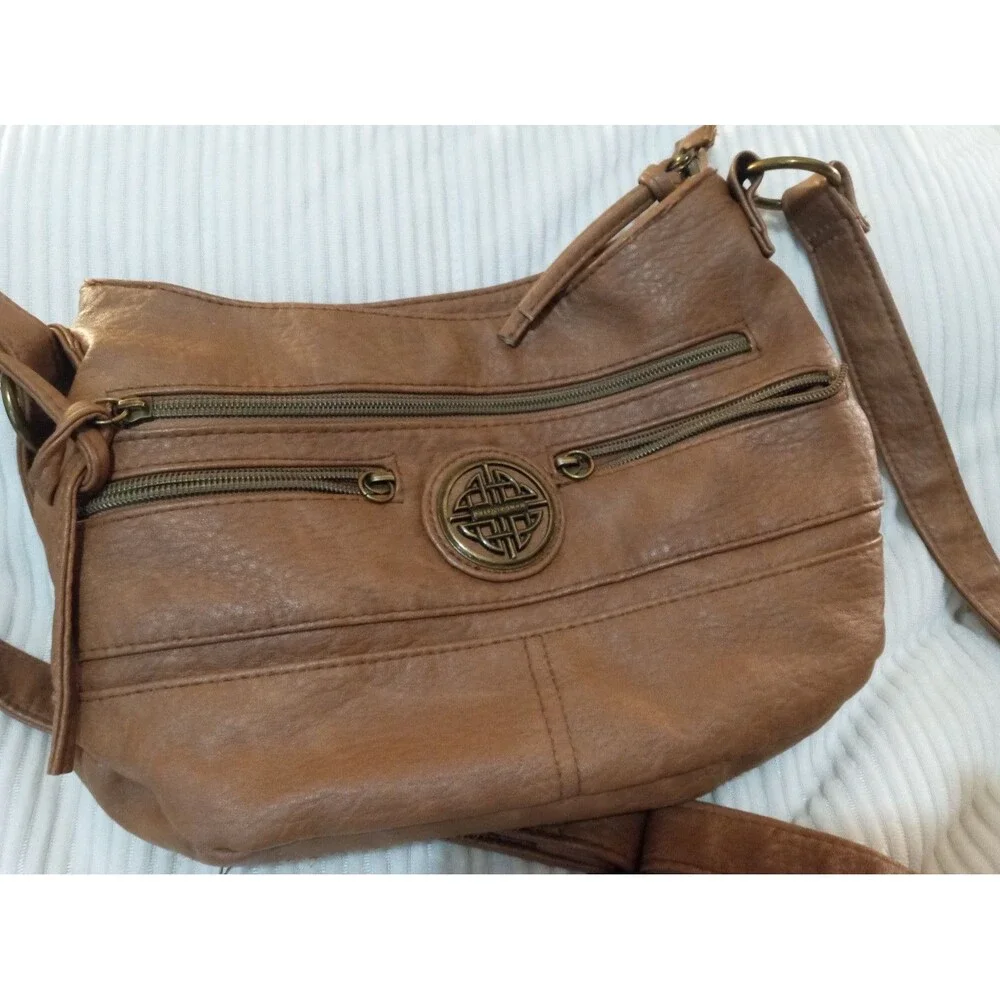 Stone Mountain Crossbody Purse Cognac – Zip Compartments...F-3